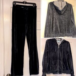 Luxurious Black Velour Track Pants & Hoodie Set